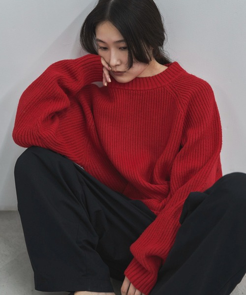 feepur(フェピュール)の「【ハンドウォッシャブル】ルーズアゼクルーニット(ニット/セーター・レディース・ブラック/グレー/レッド/アイボリー・MEDIUM)」の21枚目の写真