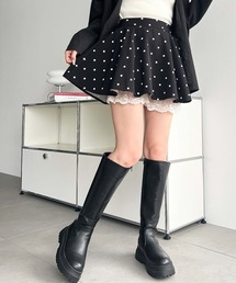インナーパンツ付きレイヤードフレアミニスカート