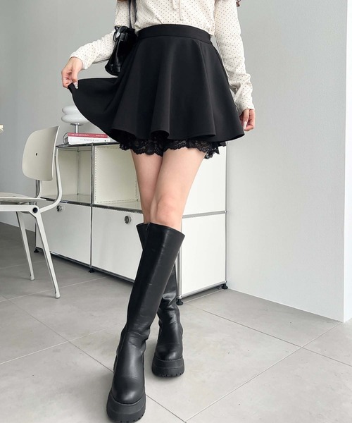 moment+(モーメントプラス)の「インナーパンツ付きレイヤードフレアミニスカート(スカート・レディース・チャコールグレー/ブラック系/アイボリー/ブラック/ホワイト系・M)」の22枚目の写真