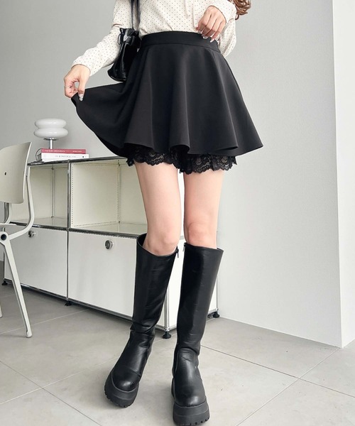 moment+(モーメントプラス)の「インナーパンツ付きレイヤードフレアミニスカート(スカート・レディース・チャコールグレー/ブラック系/アイボリー/ブラック/ホワイト系・M)」の21枚目の写真