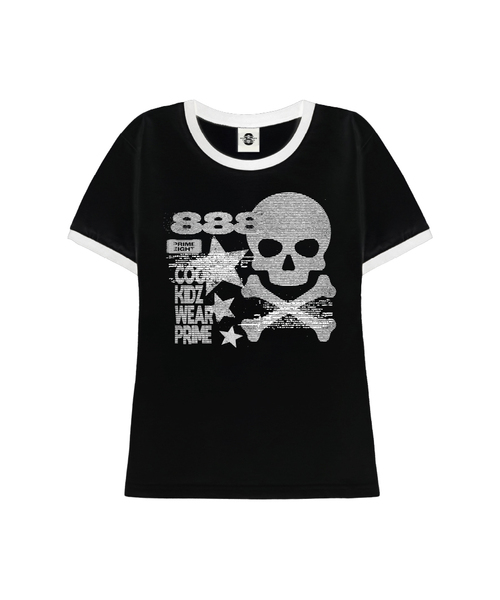 PRIMATE（プライメイト）の「ROBBER レディース スリムフィット リンガー 半袖Tシャツ 2 COLORS（Tシャツ/カットソー・レディース・ホワイト×ブラック/ブラック・FREE）」の2枚目の写真