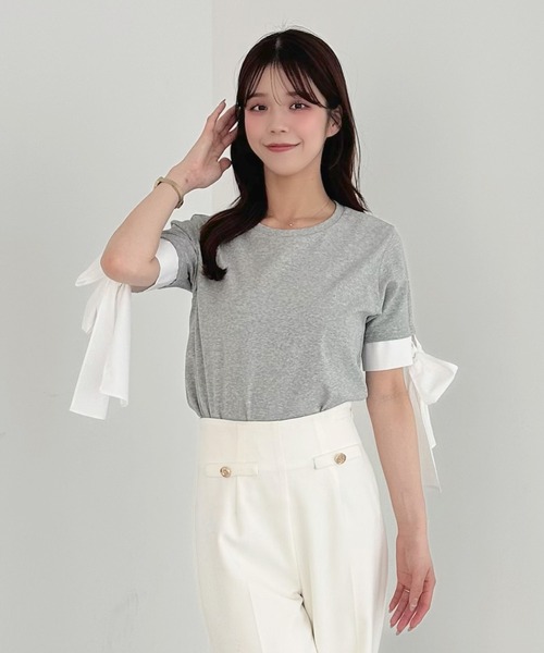 EIMY ISTOIRE(エイミーイストワール)の「ATTACHED PAPILLON RIBBON TEELARA(Tシャツ/カットソー・レディース・ホワイト/ブラック/グレー/バーガンディー/ライトピンク・F)」の7枚目の写真