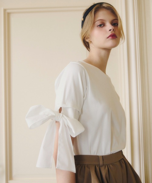 EIMY ISTOIRE(エイミーイストワール)の「ATTACHED PAPILLON RIBBON TEELARA(Tシャツ/カットソー・レディース・ホワイト/ブラック/グレー/バーガンディー/ライトピンク・F)」の14枚目の写真