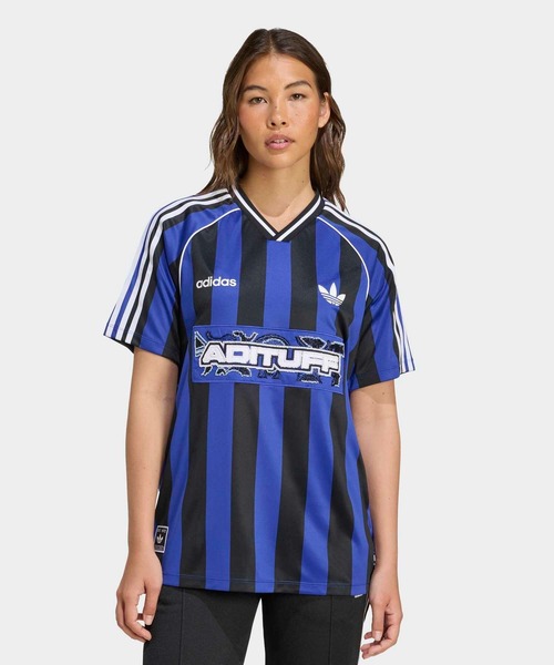 adidas(アディダス)の「アディダス オリジナルス ビーズ ジャージ/ 半袖トップス アディダスオリジナルス adidas Originals(Tシャツ/カットソー・レディース・ブルー・MEDIUM/LARGE/SMALL/X-LARGE/X-SMALL/XX-LARGE)」の1枚目の写真