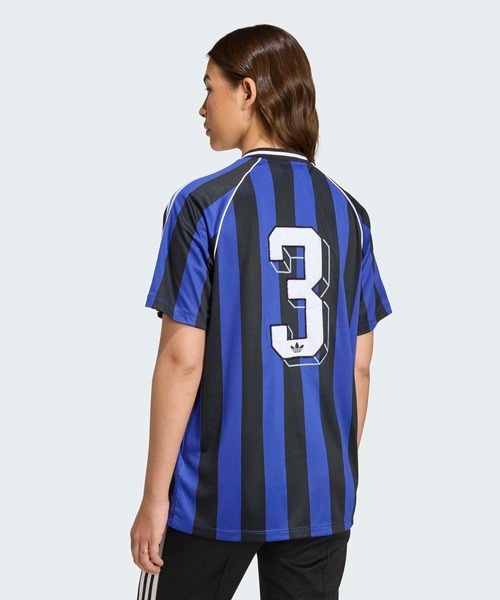 adidas(アディダス)の「アディダス オリジナルス ビーズ ジャージ/ 半袖トップス アディダスオリジナルス adidas Originals(Tシャツ/カットソー・レディース・ブルー・MEDIUM/LARGE/SMALL/X-LARGE/X-SMALL/XX-LARGE)」の2枚目の写真