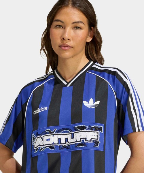adidas(アディダス)の「アディダス オリジナルス ビーズ ジャージ/ 半袖トップス アディダスオリジナルス adidas Originals(Tシャツ/カットソー・レディース・ブルー・MEDIUM/LARGE/SMALL/X-LARGE/X-SMALL/XX-LARGE)」の3枚目の写真