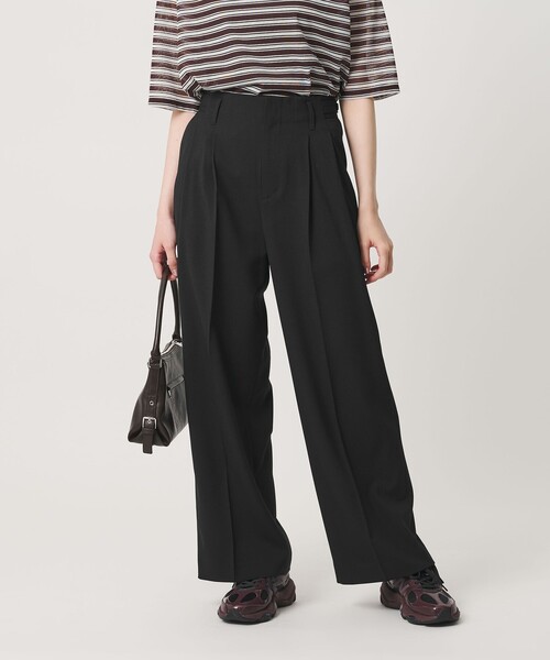 BEAUTY&YOUTH UNITED ARROWS（ビューティーアンドユースユナイテッドアローズ）の「ポリエステルブレンド ２タック タブワイドパンツ ウォッシャブル 防シワ（その他パンツ・レディース・ブラック/ダークブラウン/ダークグレー/ベージュ・M/S/XS）」の8枚目の写真