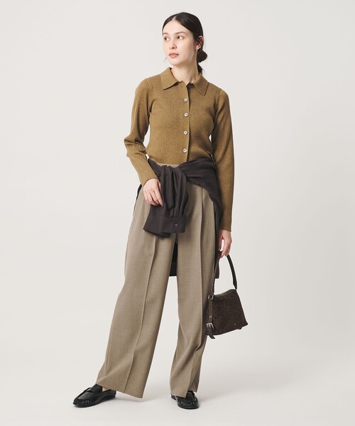 BEAUTY&YOUTH UNITED ARROWS（ビューティーアンドユースユナイテッドアローズ）の「ポリエステルブレンド ２タック タブワイドパンツ ウォッシャブル 防シワ（その他パンツ・レディース・ブラック/ダークブラウン/ダークグレー/ベージュ・M/S/XS）」の13枚目の写真