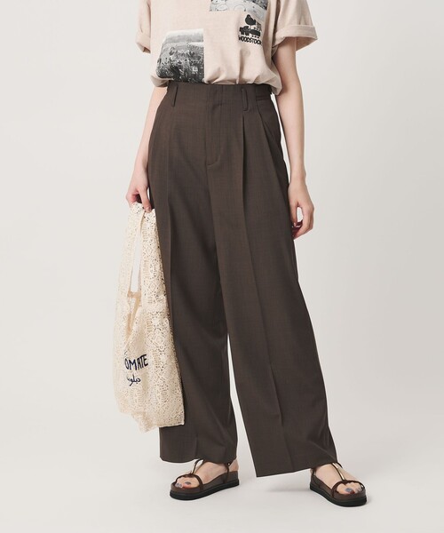 BEAUTY&YOUTH UNITED ARROWS（ビューティーアンドユースユナイテッドアローズ）の「ポリエステルブレンド ２タック タブワイドパンツ ウォッシャブル 防シワ（その他パンツ・レディース・ブラック/ダークブラウン/ダークグレー/ベージュ・M/S/XS）」の14枚目の写真