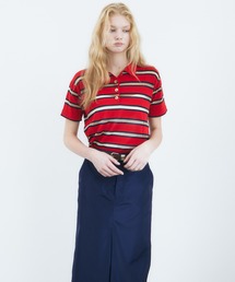 LE CIEL BLEU | シアーストライプドポロニット / Sheer Striped Polo Knit(ニット/セーター)