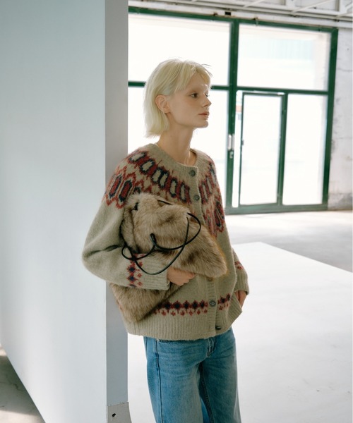 GREEN BUTTER(グリーンバター)の「OMBRE FUR LEATHER BAG(ハンドバッグ・レディース・ベージュ・FREE)」の2枚目の写真