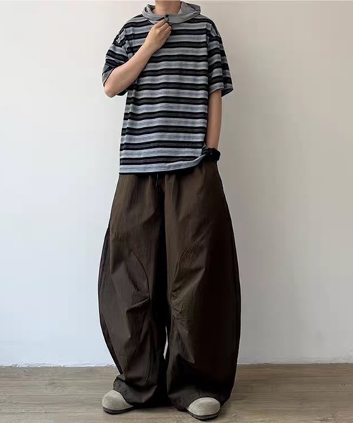 ampm(エーエムピーエム)の「韓国メンズ オーバーサイズ ワイドパンツ ストリート 大人カジュアル(その他パンツ・メンズ・ブラック/ダークブラウン・X-LARGE/LARGE/MEDIUM)」の3枚目の写真