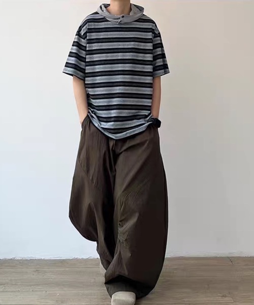 ampm(エーエムピーエム)の「韓国メンズ オーバーサイズ ワイドパンツ ストリート 大人カジュアル(その他パンツ・メンズ・ブラック/ダークブラウン・X-LARGE/LARGE/MEDIUM)」の4枚目の写真