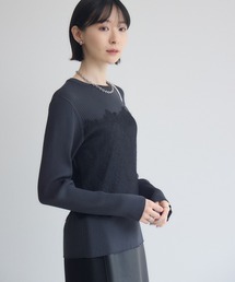 ROSIEE レースビスチェ風リブニット