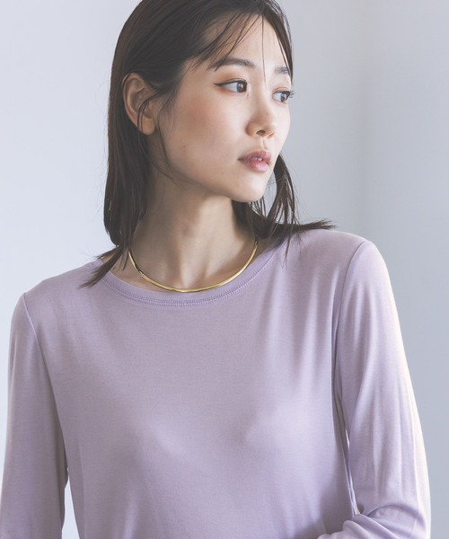 GLOBAL WORK（グローバルワーク）の「シルクブレンドクループルオーバー長袖/1051637（Tシャツ/カットソー・レディース・オフホワイト/パープル系7/杢グレー/レッド/ブラック・MEDIUM/LARGE）」の11枚目の写真
