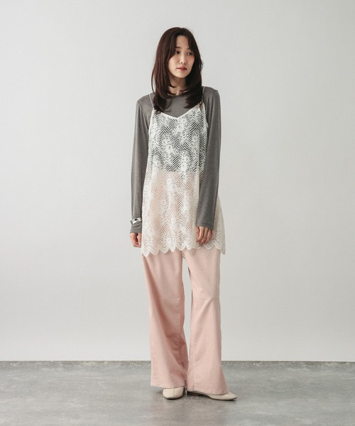 GLOBAL WORK（グローバルワーク）の「シルクブレンドクループルオーバー長袖/1051637（Tシャツ/カットソー・レディース・オフホワイト/パープル系7/杢グレー/レッド/ブラック・MEDIUM/LARGE）」の21枚目の写真