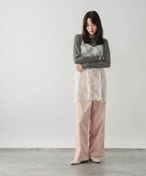 GLOBAL WORK（グローバルワーク）の「シルクブレンドクループルオーバー長袖/1051637（Tシャツ/カットソー・レディース・オフホワイト/パープル系7/杢グレー/レッド/ブラック・MEDIUM/LARGE）」の22枚目の写真