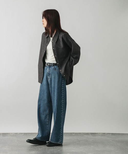 GLOBAL WORK（グローバルワーク）の「シルクブレンドクループルオーバー長袖/1051637（Tシャツ/カットソー・レディース・オフホワイト/パープル系7/杢グレー/レッド/ブラック・MEDIUM/LARGE）」の14枚目の写真