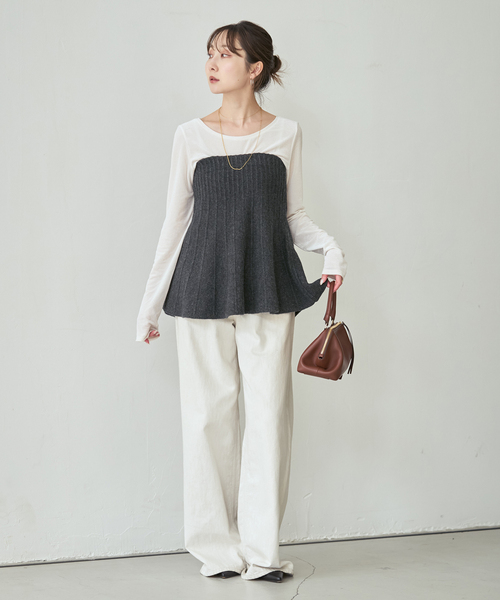 Noble(ノーブル)の「2WAY KNITビスチェ(ニット/セーター・レディース・ベージュ/グレー・FREE)」の6枚目の写真