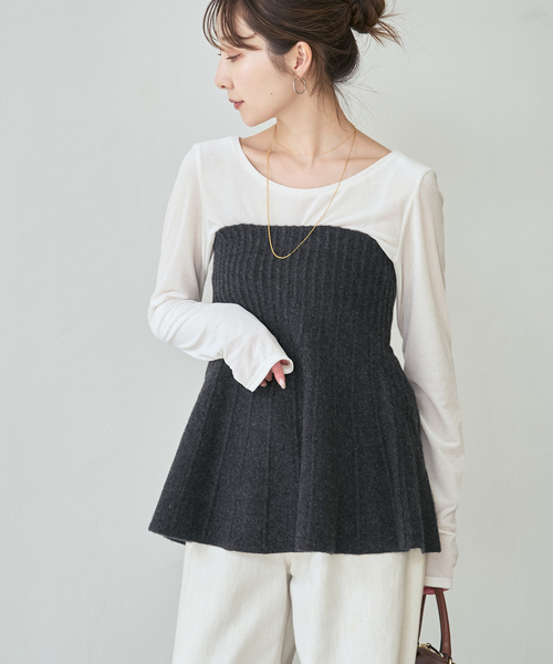 Noble(ノーブル)の「2WAY KNITビスチェ(ニット/セーター・レディース・ベージュ/グレー・FREE)」の8枚目の写真