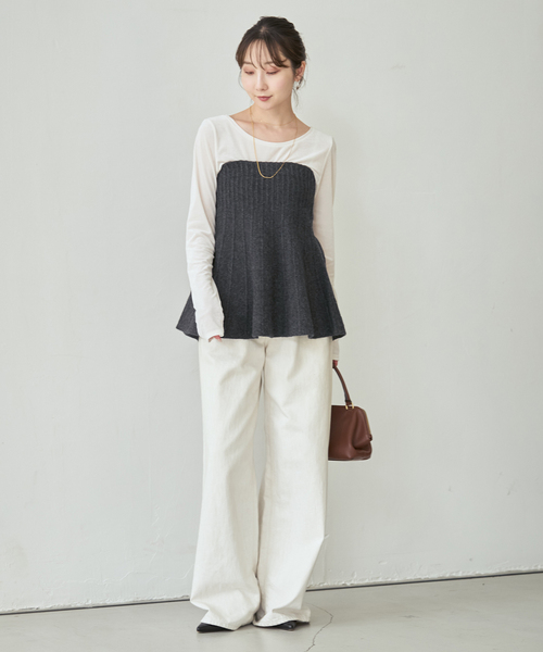 Noble(ノーブル)の「2WAY KNITビスチェ(ニット/セーター・レディース・ベージュ/グレー・FREE)」の11枚目の写真