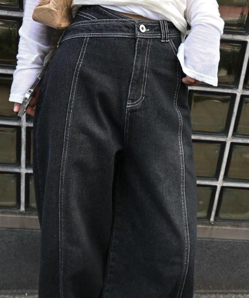 WILLFULLY(ウィルフリー)の「asymmetry curve belt denim PT(デニムパンツ・レディース・ブルー/ブラック・M/S)」の7枚目の写真