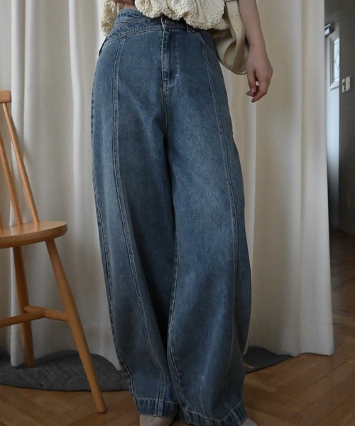 WILLFULLY(ウィルフリー)の「asymmetry curve belt denim PT(デニムパンツ・レディース・ブルー/ブラック・M/S)」の14枚目の写真