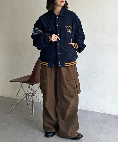 CPCM（シーピーシーエム）の「襟付き中綿スタジャン（スタジャン・メンズ・アイボリー/ブラウン/ネイビー/ブラック・MEDIUM/LARGE）」の11枚目の写真