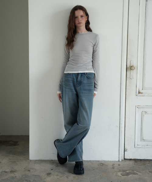 WAARFORWOMAN(ワール・フォー・ウーマン)の「W1157 ストレートワイドパンツ_ライトブルー(デニムパンツ・レディース・その他・LARGE/S-Short/M-Short/L-Short/SMALL/MEDIUM)」の6枚目の写真