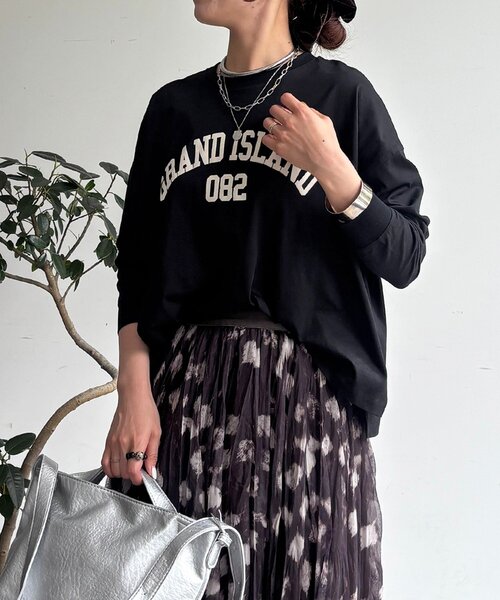 un dix cors(アンディコール)の「ワイドロゴTEE(Tシャツ/カットソー・レディース・オフホワイト/ブラック/ボルドー・FREE)」の6枚目の写真