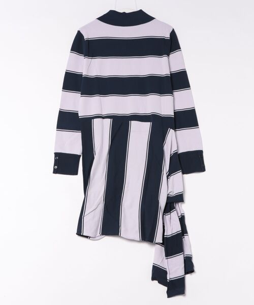 Desigual(デシグアル)の「Striped polo knot tie shirt dress / ストライプポロノット結び目シャツドレス(ワンピース・レディース・ブルー・XS/S/M/L)」の2枚目の写真