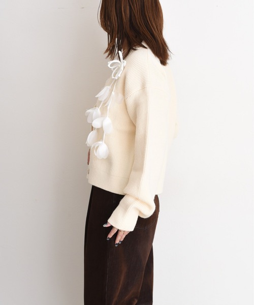 Eimee Law(エイミーロウ)の「ランダムモチーフニットカーデ(カーディガン/ボレロ・レディース・ピンク/チャコールグレー/アイボリー・FREE)」の8枚目の写真