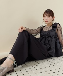 ボリュームリボン花柄刺繍ペプラムセットアップ パーティー 結婚式 お呼ばれ オケージョン デイリー