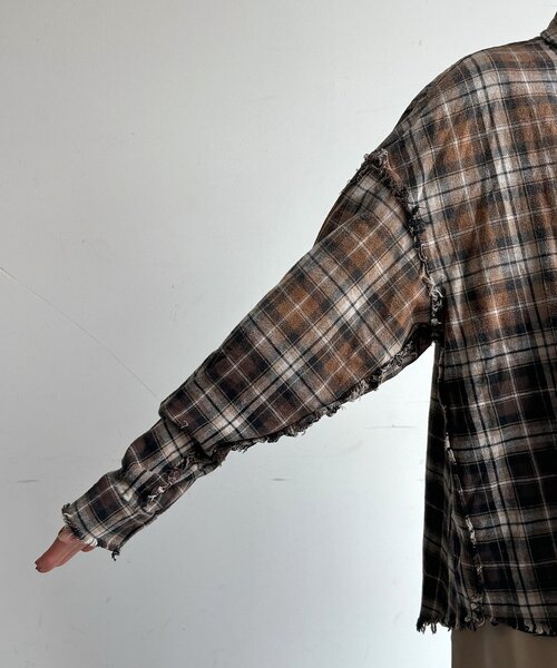 DouDou(ドゥドゥ)の「【WEB限定】裾フリンジチェックシャツ(シャツ/ブラウス・レディース・ネイビー/ベージュ・FREE)」の17枚目の写真