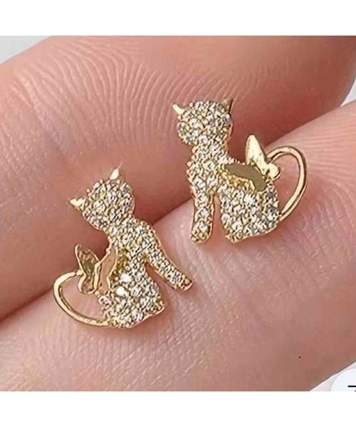 tone(トーン)の「【88eighty-eight】ゴールドビジューキラキラ猫ミニピアス【import】(MA)(ピアス(両耳用)・レディース・ゴールド・FREE)」の4枚目の写真