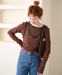 Simplicite（サンプリシテ）の「【ZOZO先行販売】《2枚セット》Gleamy / グリーミー ボーダーカットソー+タンク（Tシャツ/カットソー）」