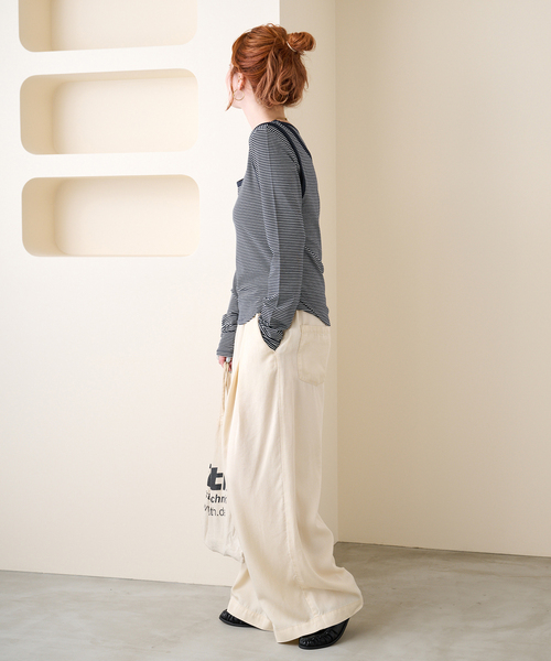 B.C STOCK(ベーセーストック)の「【ZOZO先行販売】《2枚セット》Gleamy / グリーミー ボーダーカットソー+タンク(Tシャツ/カットソー・レディース・ピンク系その他/ネイビー/レッド/ブラウン・FREE)」の16枚目の写真
