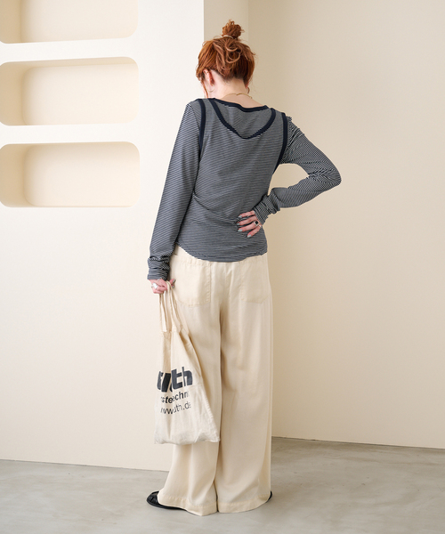 B.C STOCK(ベーセーストック)の「【ZOZO先行販売】《2枚セット》Gleamy / グリーミー ボーダーカットソー+タンク(Tシャツ/カットソー・レディース・ピンク系その他/ネイビー/レッド/ブラウン・FREE)」の17枚目の写真