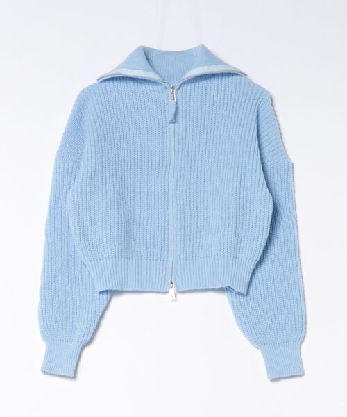 Ritzy（リッツィー）の「ダブルジップ ワイドカラーニットカーディガン（カーディガン/ボレロ・レディース・グレー/ベージュ/ブルー・FREE）」の12枚目の写真