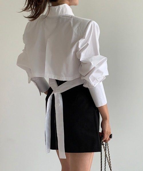 FAVORITO(ファヴォリート)の「襟付きショートシャツ(シャツ/ブラウス・レディース・ホワイト/ブラック・F)」の3枚目の写真