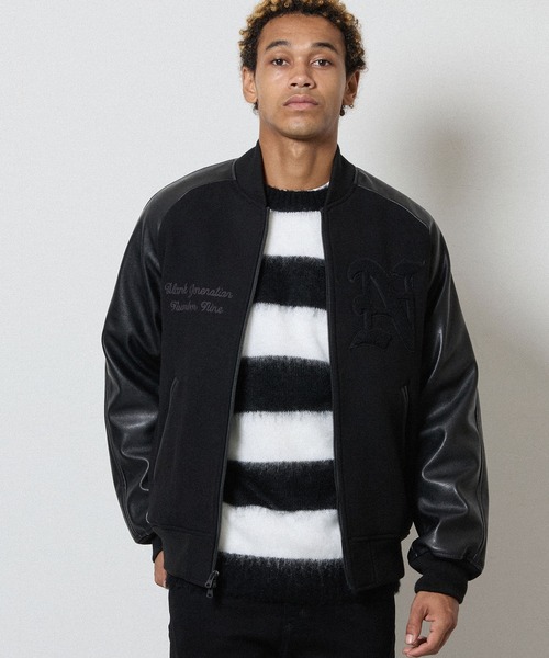 RAGLAN SLEEVE PATCHED ZIPPER STADIUM JACKET / ラグランスリーブ
