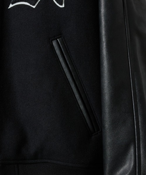 RAGLAN SLEEVE PATCHED ZIPPER STADIUM JACKET / ラグランスリーブ