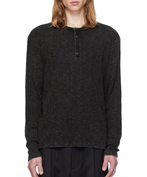 MMIC（エムエムアイシー）の「【MMIC】GRAIN HENLEY NECK / 【エムエムアイシー】グレインヘンリーネック長袖Ｔシャツ（Tシャツ/カットソー・メンズ・ブラック系その他・L/M）」の2枚目の写真