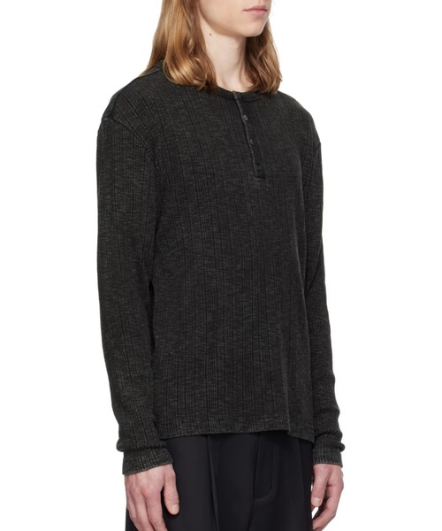 MMIC（エムエムアイシー）の「【MMIC】GRAIN HENLEY NECK / 【エムエムアイシー】グレインヘンリーネック長袖Ｔシャツ（Tシャツ/カットソー・メンズ・ブラック系その他・L/M）」の3枚目の写真