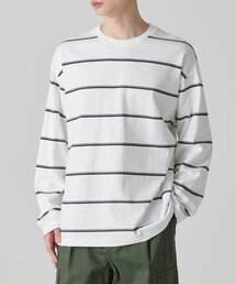 マルチストライプリラックスド長袖Tシャツ2 [ホワイト]