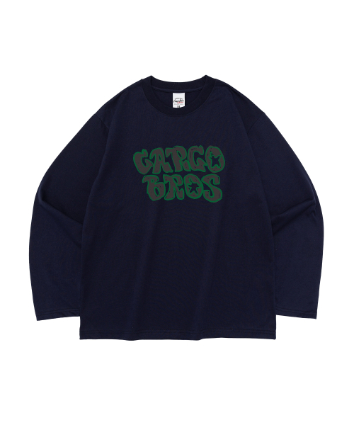 CARGOBROS FOR WOMAN(カーゴブロスフォーウィメン)の「ヴィンテージバブルレタリングロングスリーブTシャツ(ネイビー)(Tシャツ/カットソー・レディース・その他・SMALL/MEDIUM/LARGE/X-LARGE)」の1枚目の写真