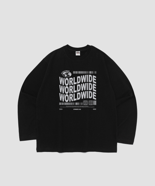 TAILOR STUDIO(テーラースタジオ)の「ワールドワイド グラフィック ロングスリーブ(ブラック)(Tシャツ/カットソー・メンズ・その他・SMALL/MEDIUM/LARGE/X-LARGE)」の1枚目の写真
