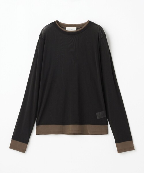 feerique(フィーリック)の「feerique チュールメッシュ配色インナー(Tシャツ/カットソー・レディース・ブラック/モカ/キナリ・2)」の2枚目の写真