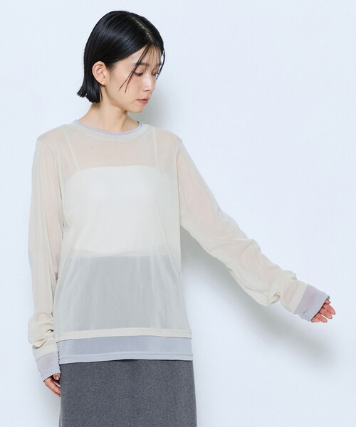 feerique(フィーリック)の「feerique チュールメッシュ配色インナー(Tシャツ/カットソー・レディース・ブラック/モカ/キナリ・2)」の20枚目の写真