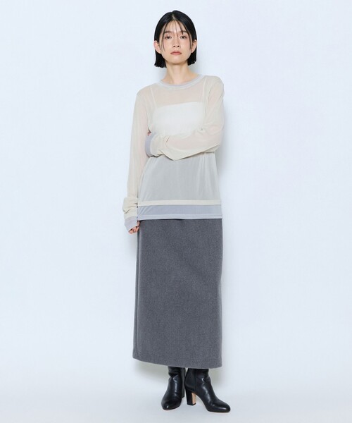 feerique(フィーリック)の「feerique チュールメッシュ配色インナー(Tシャツ/カットソー・レディース・ブラック/モカ/キナリ・2)」の4枚目の写真